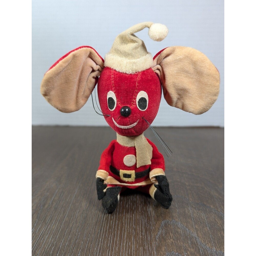 VTG DAKIN Dream Pets Red Christmas Mouse Stuffed Plush Made In Japan 1960s